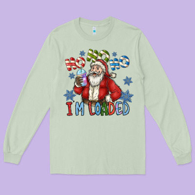 Ho Ho Ho Im Loaded Long Sleeve Tee Designed By Cowhidedigitalart