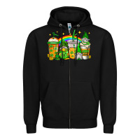 Black st patricks day gnomes coffee cups Zipper Hoodie - Jasminsmagicworld