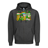 Charcoal Heather st patricks day gnomes coffee cups Zipper Hoodie - Jasminsmagicworld
