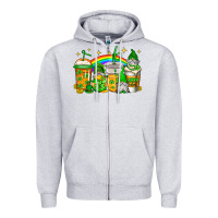 Heather Grey st patricks day gnomes coffee cups Zipper Hoodie - Jasminsmagicworld