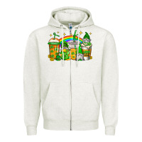 Oatmeal Heather st patricks day gnomes coffee cups Zipper Hoodie - Jasminsmagicworld