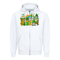 White st patricks day gnomes coffee cups Zipper Hoodie - Jasminsmagicworld