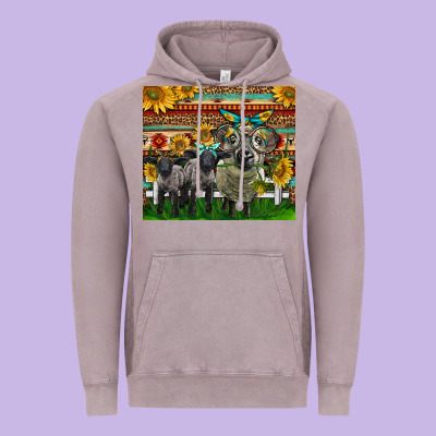 Western Cute Hampshire Sheep Family Vintage Hoodie Designed By Lillyallendesigns