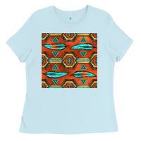 Baby Blue native american aztec seamless pattern 2 Ladies Tee - BundleAndBundleShop
