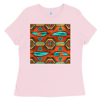 Bubblegum Pink native american aztec seamless pattern 2 Ladies Tee - BundleAndBundleShop