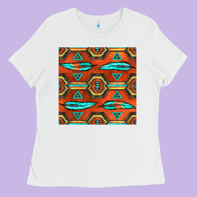 Native American Aztec Seamless Pattern 2 Ladies Tee Designed By Bundleandbundleshop