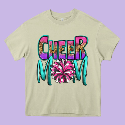 Cheer Mom Heavy Core Tee Designed By Oliviacreatesart