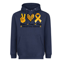 Navy peace love cure childhood cancer Heavyweight Hoodie - Jasminsmagicworld