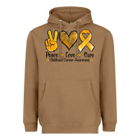 Toasted Coconut peace love cure childhood cancer Heavyweight Hoodie - Jasminsmagicworld