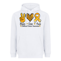 White peace love cure childhood cancer Heavyweight Hoodie - Jasminsmagicworld