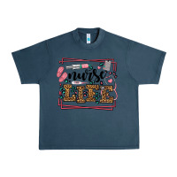 Midnight Navy Nurse life leopard frame Urban Heavy Tee - LillyAllenDesigns