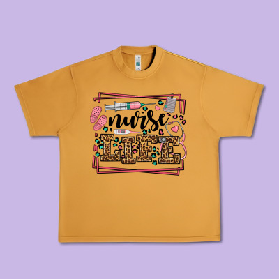 Nurse Life Leopard Frame Urban Heavy Tee Designed By Lillyallendesigns