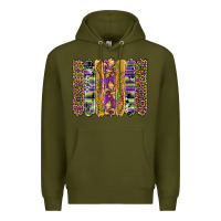 Army Green mardi gras fleur de lis cowhide serape leopard glitter brushstrokes Premium Hoodie - Artiststas