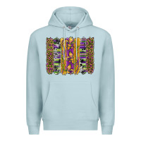 Blue Mist mardi gras fleur de lis cowhide serape leopard glitter brushstrokes Premium Hoodie - Artiststas