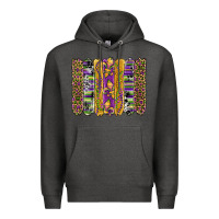 Charcoal Heather mardi gras fleur de lis cowhide serape leopard glitter brushstrokes Premium Hoodie - Artiststas
