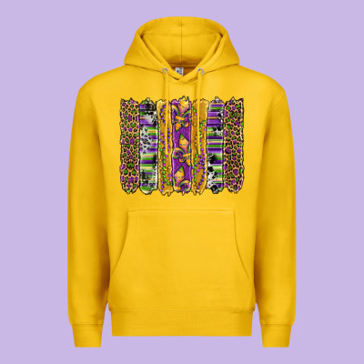Mardi Gras Fleur De Lis Cowhide Serape Leopard Glitter Brushstrokes Premium Hoodie Designed By Artiststas