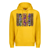 Lemon mardi gras fleur de lis cowhide serape leopard glitter brushstrokes Premium Hoodie - Artiststas