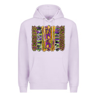 Lilac mardi gras fleur de lis cowhide serape leopard glitter brushstrokes Premium Hoodie - Artiststas