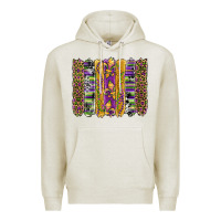 Oatmeal Heather mardi gras fleur de lis cowhide serape leopard glitter brushstrokes Premium Hoodie - Artiststas