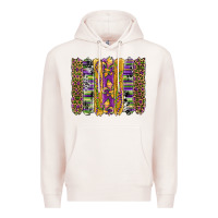 Pale Pink mardi gras fleur de lis cowhide serape leopard glitter brushstrokes Premium Hoodie - Artiststas