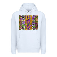 White mardi gras fleur de lis cowhide serape leopard glitter brushstrokes Premium Hoodie - Artiststas