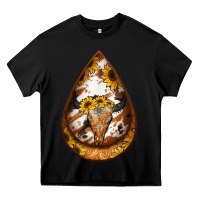 Black sunflower tooled leather bullskull teardrop earrings Heavy Core Tee - Jasminsmagicworld