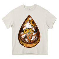 Cream sunflower tooled leather bullskull teardrop earrings Heavy Core Tee - Jasminsmagicworld