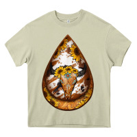 Mossy sunflower tooled leather bullskull teardrop earrings Heavy Core Tee - Jasminsmagicworld