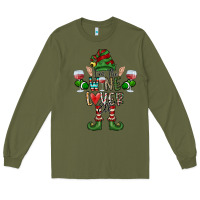 Army Green I'm The wine Lover Elf Long Sleeve Tee - CowhideDigitalArt