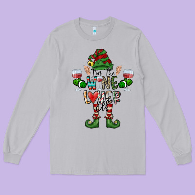 I'm The Wine Lover Elf Long Sleeve Tee Designed By Cowhidedigitalart