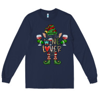 Navy I'm The wine Lover Elf Long Sleeve Tee - CowhideDigitalArt