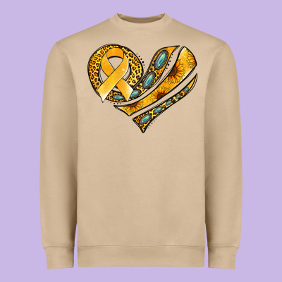 Childhood Cancer Awareness Heart Heavyweight Sweatshirt Designed By Jasminsmagicworld