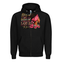 Black Blessed is she who has believed afro woman Zipper Hoodie - RanaPortraitStore