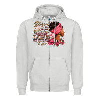 Dove Grey Blessed is she who has believed afro woman Zipper Hoodie - RanaPortraitStore