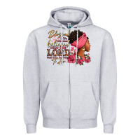 Heather Grey Blessed is she who has believed afro woman Zipper Hoodie - RanaPortraitStore