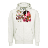 Oatmeal Heather Blessed is she who has believed afro woman Zipper Hoodie - RanaPortraitStore