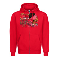 Red Blessed is she who has believed afro woman Zipper Hoodie - RanaPortraitStore