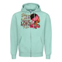 Seafoam Blessed is she who has believed afro woman Zipper Hoodie - RanaPortraitStore