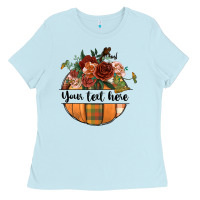 Baby Blue preview customize floral pumpkin Ladies Tee - BundleAndBundleShop