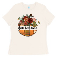 Bone preview customize floral pumpkin Ladies Tee - BundleAndBundleShop