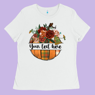 Preview Customize Floral Pumpkin Ladies Tee Designed By Bundleandbundleshop