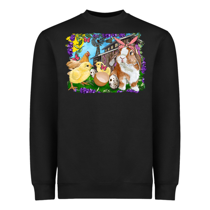 Easter Farm Chicks And Bunny Heavyweight Sweatshirt by RanaPortraitStore | Teevron