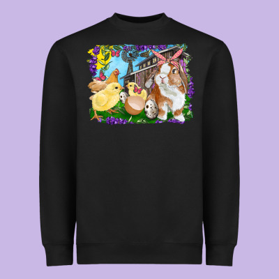 Easter Farm Chicks And Bunny Heavyweight Sweatshirt Designed By Ranaportraitstore