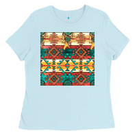 Baby Blue native american aztec seamless pattern Ladies Tee - BundleAndBundleShop