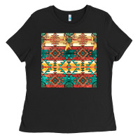 Black native american aztec seamless pattern Ladies Tee - BundleAndBundleShop