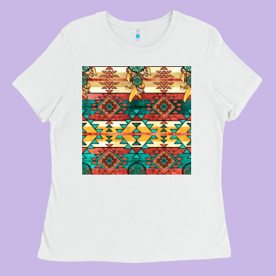 Native American Aztec Seamless Pattern Ladies Tee Designed By Bundleandbundleshop