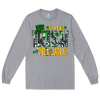 Heather Grey Half Irish All Trouble Long Sleeve Tee - CowhideDigitalArt