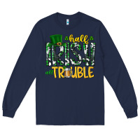 Navy Half Irish All Trouble Long Sleeve Tee - CowhideDigitalArt