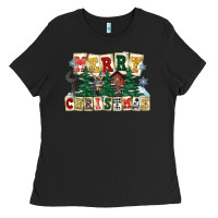 Black merry christmas Ladies Tee - FaDigitalArtStudio