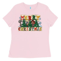 Bubblegum Pink merry christmas Ladies Tee - FaDigitalArtStudio